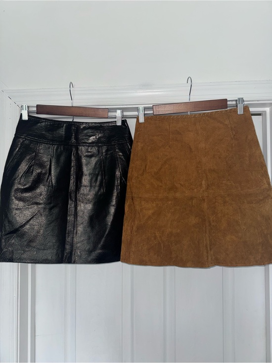Zara Dresses & Skirts - Bundle of Two Leather Mini Skirts XS 2 Zara Express Black Brown